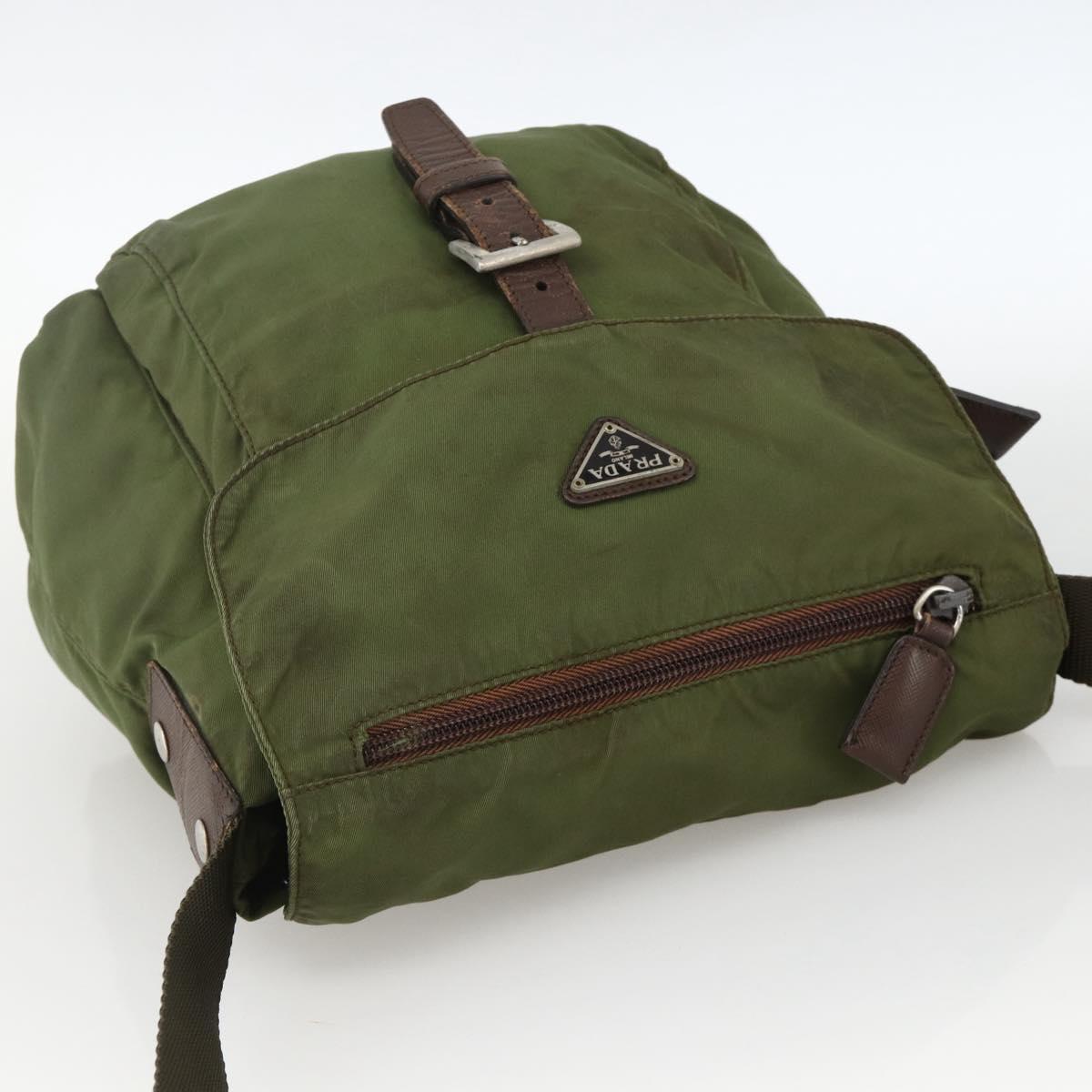 PRADA Shoulder Bag Nylon Green Silver Auth bs34328