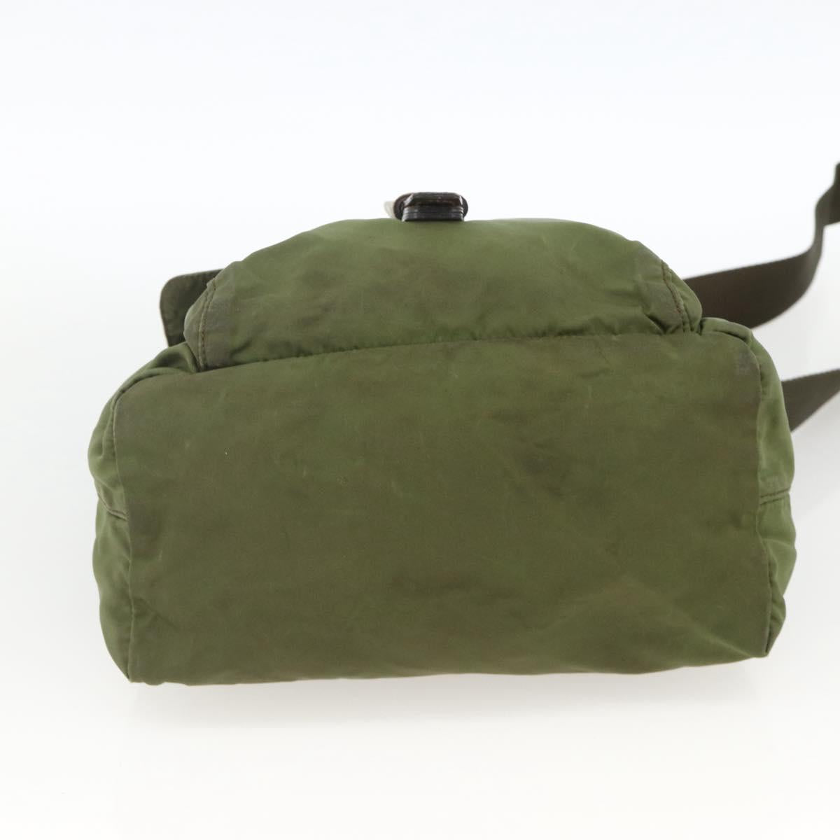 PRADA Shoulder Bag Nylon Green Silver Auth bs34328