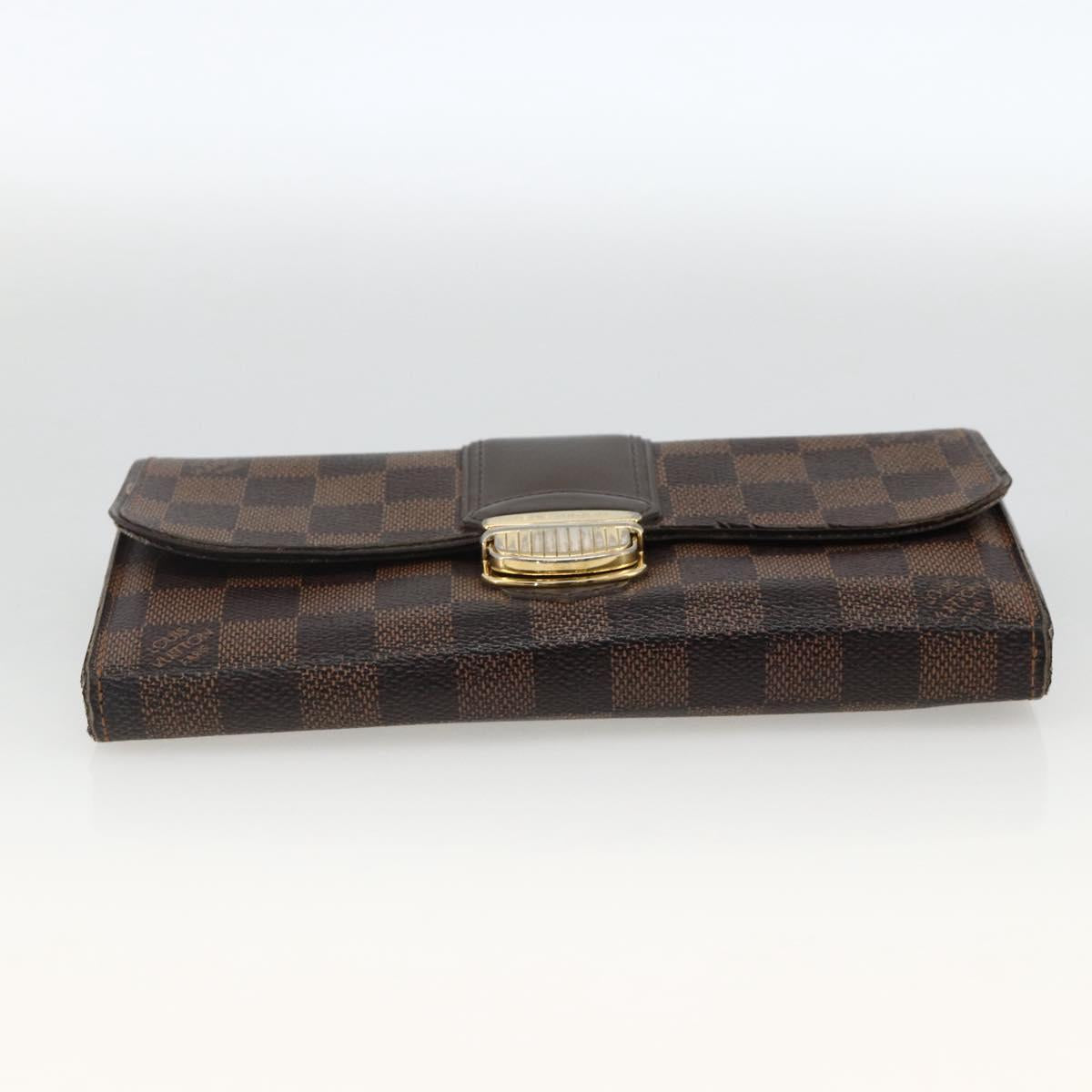 LOUIS VUITTON Damier Ebene Portefeuille Sistina Long Wallet N61747 Auth bs34333
