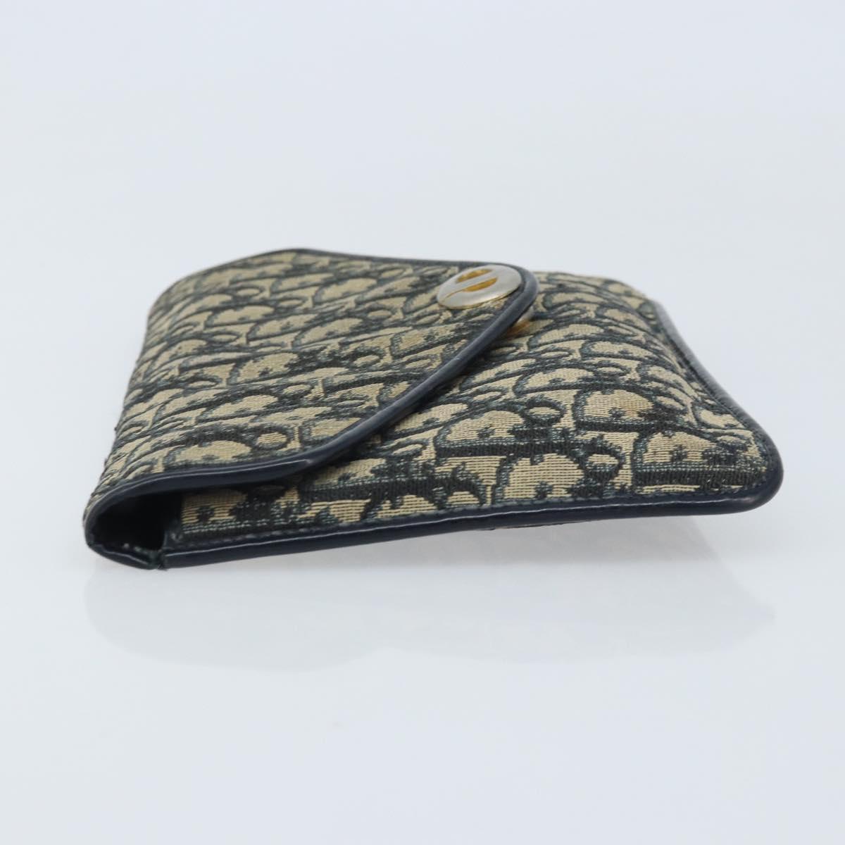 Christian Dior Trotter Canvas Clutch Bag Navy Gold Auth bs34340