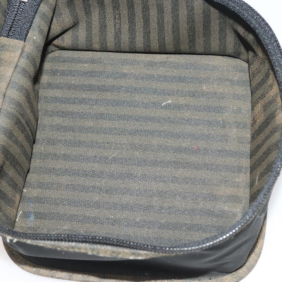 FENDI Pecan Canvas Hand Bag Coated Canvas 4 Set Brown Black Auth bs34342