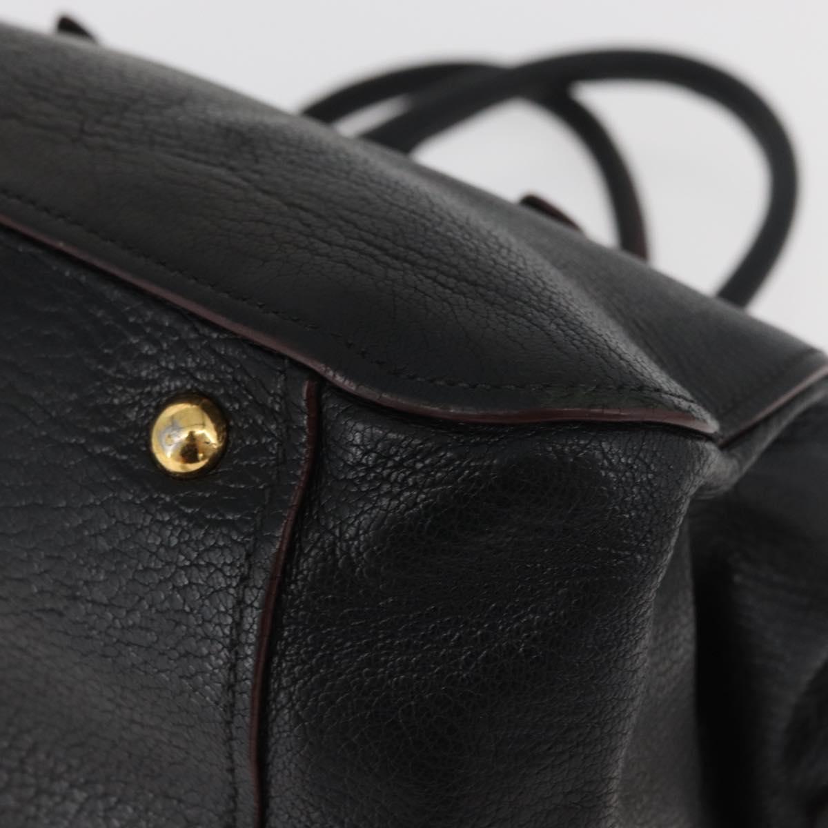 Miu Miu Hand Bag Leather Black Gold Auth bs34362