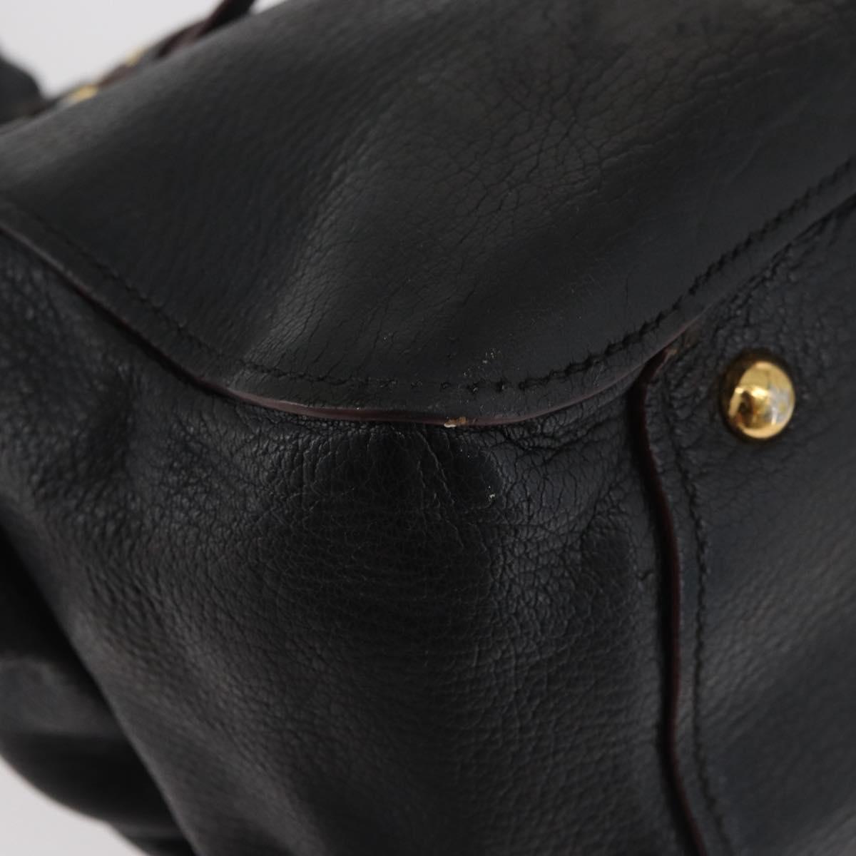 Miu Miu Hand Bag Leather Black Gold Auth bs34362