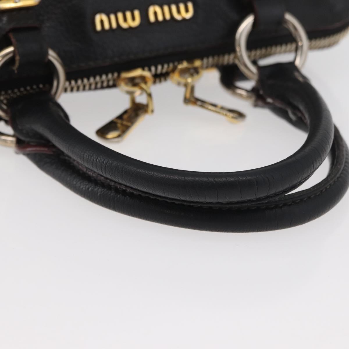Miu Miu Hand Bag Leather Black Gold Auth bs34362