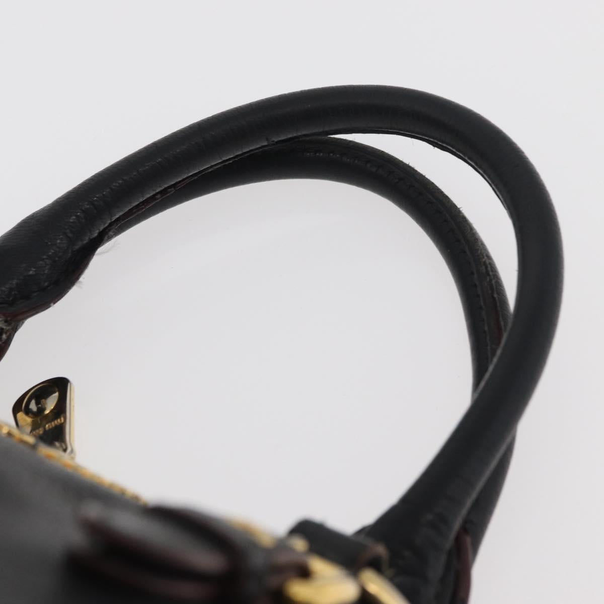 Miu Miu Hand Bag Leather Black Gold Auth bs34362