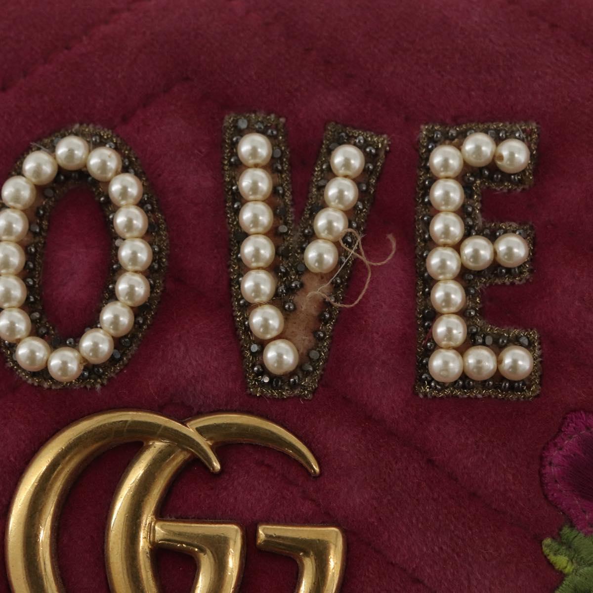 GUCCI GG Marmont Chain Shoulder Bag Velvet Pink Gold 488426 Auth bs34365A