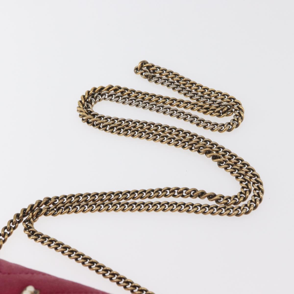 GUCCI GG Marmont Chain Shoulder Bag Velvet Pink Gold 488426 Auth bs34365A