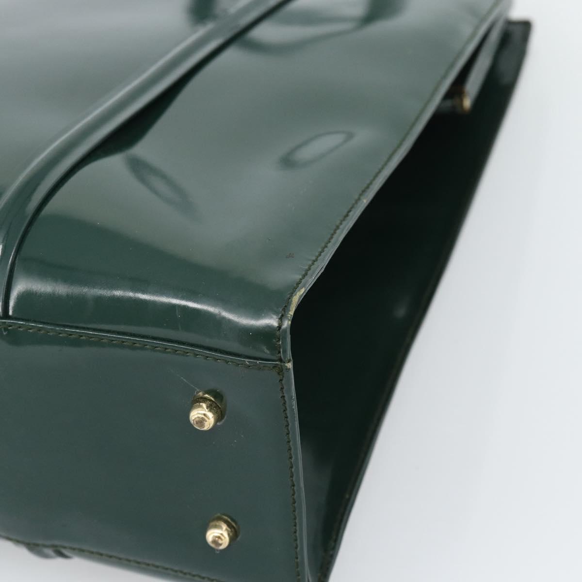 GUCCI Tote Bag Patent leather Green Gold 002 406 0425 Auth bs34366