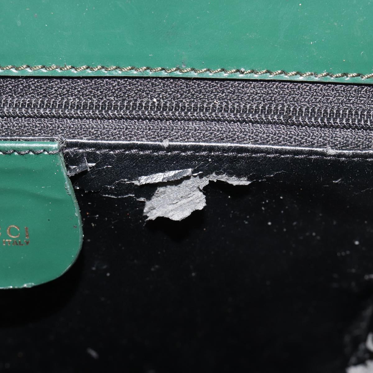 GUCCI Tote Bag Patent leather Green Gold 002 406 0425 Auth bs34366