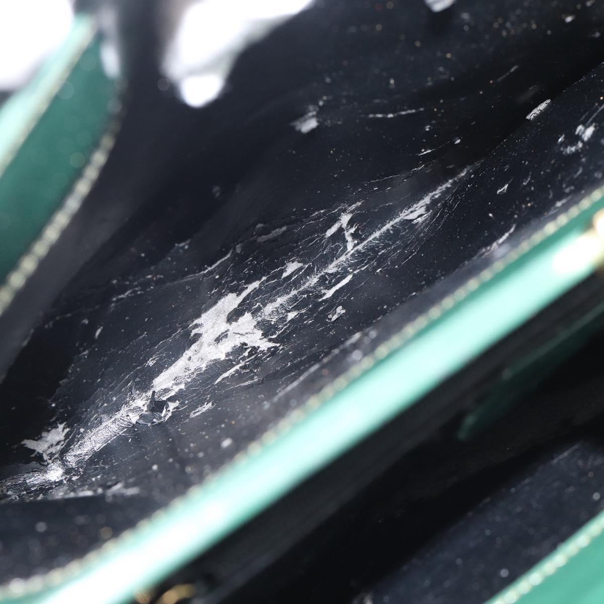 GUCCI Tote Bag Patent leather Green Gold 002 406 0425 Auth bs34366