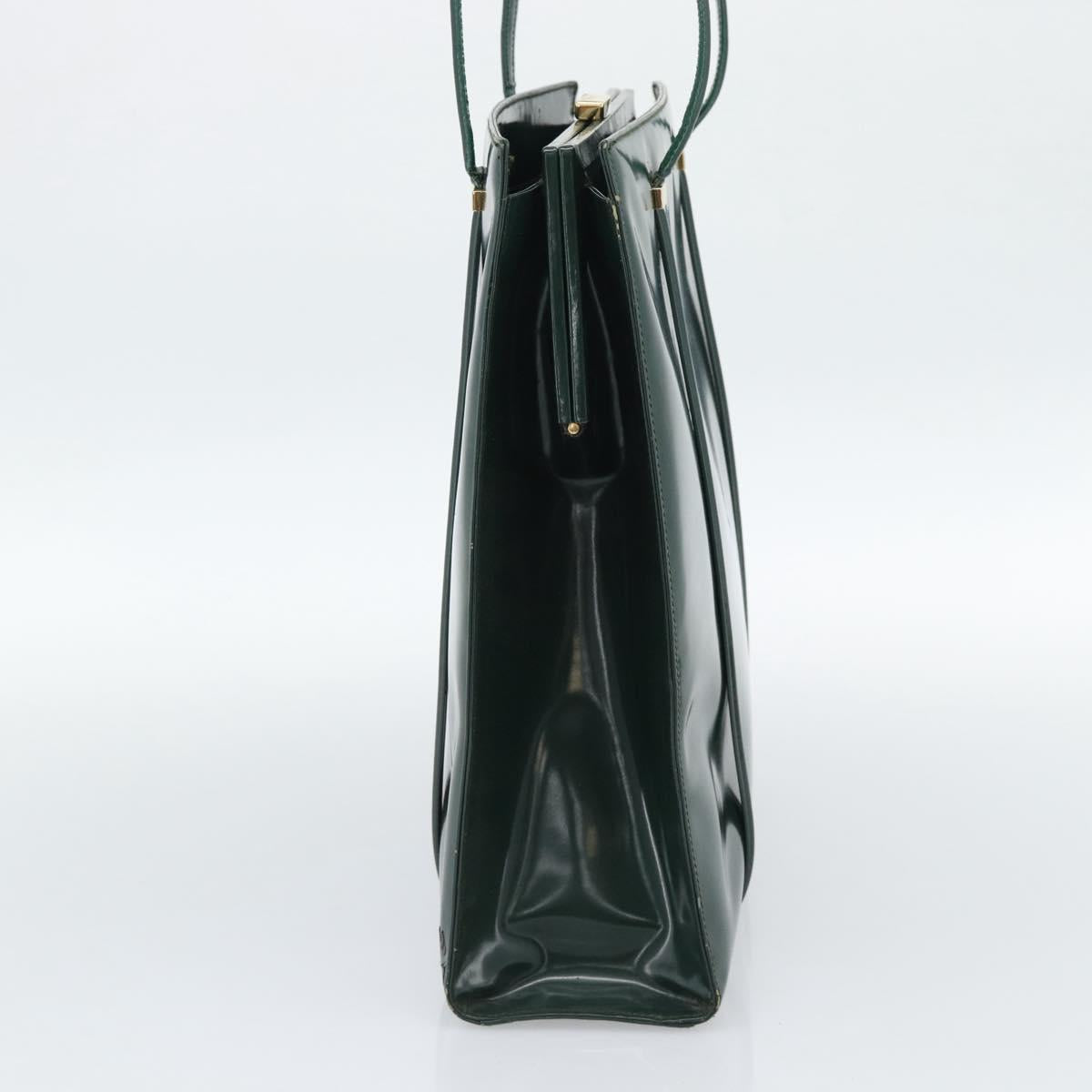 GUCCI Tote Bag Patent leather Green Gold 002 406 0425 Auth bs34366