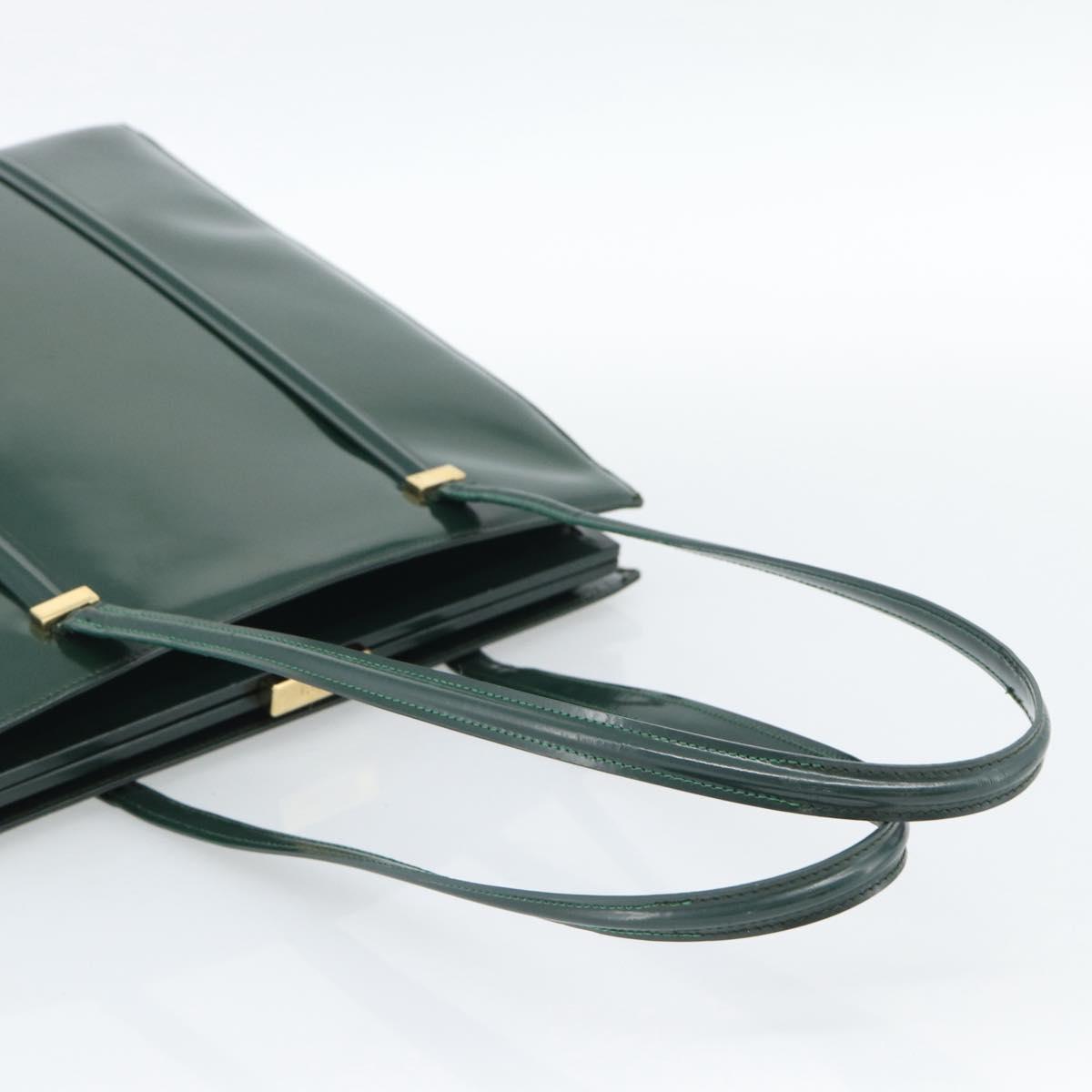 GUCCI Tote Bag Patent leather Green Gold 002 406 0425 Auth bs34366