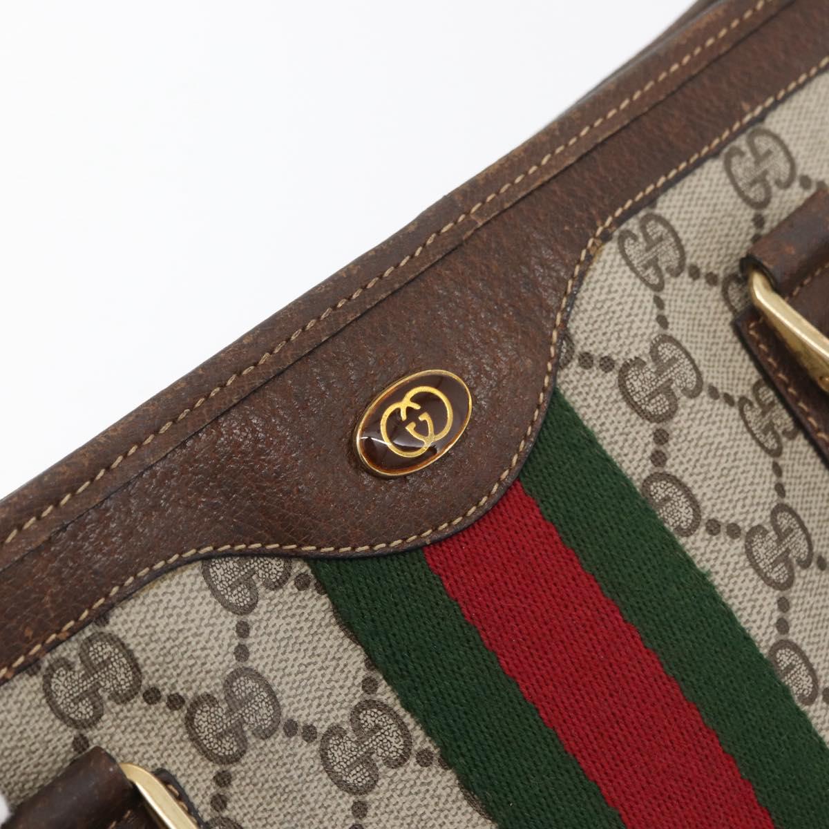 GUCCI GG Supreme Web Sherry Line Bag PVC Beige Gold Red 010 378 Auth bs34367