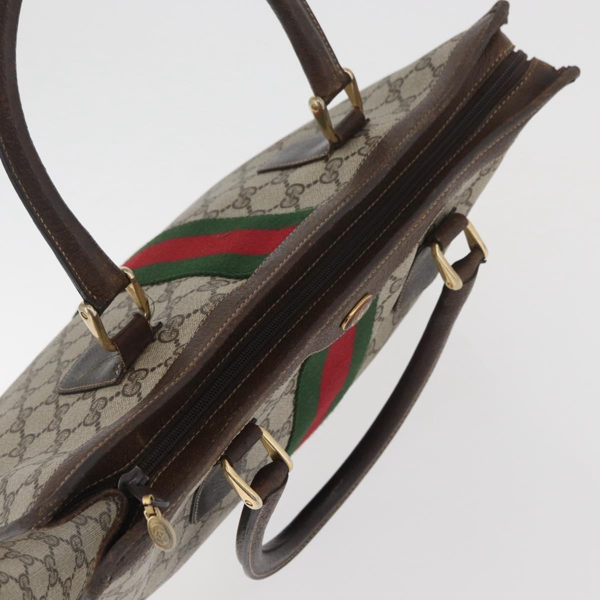 GUCCI GG Supreme Web Sherry Line Bag PVC Beige Gold Red 010 378 Auth bs34367