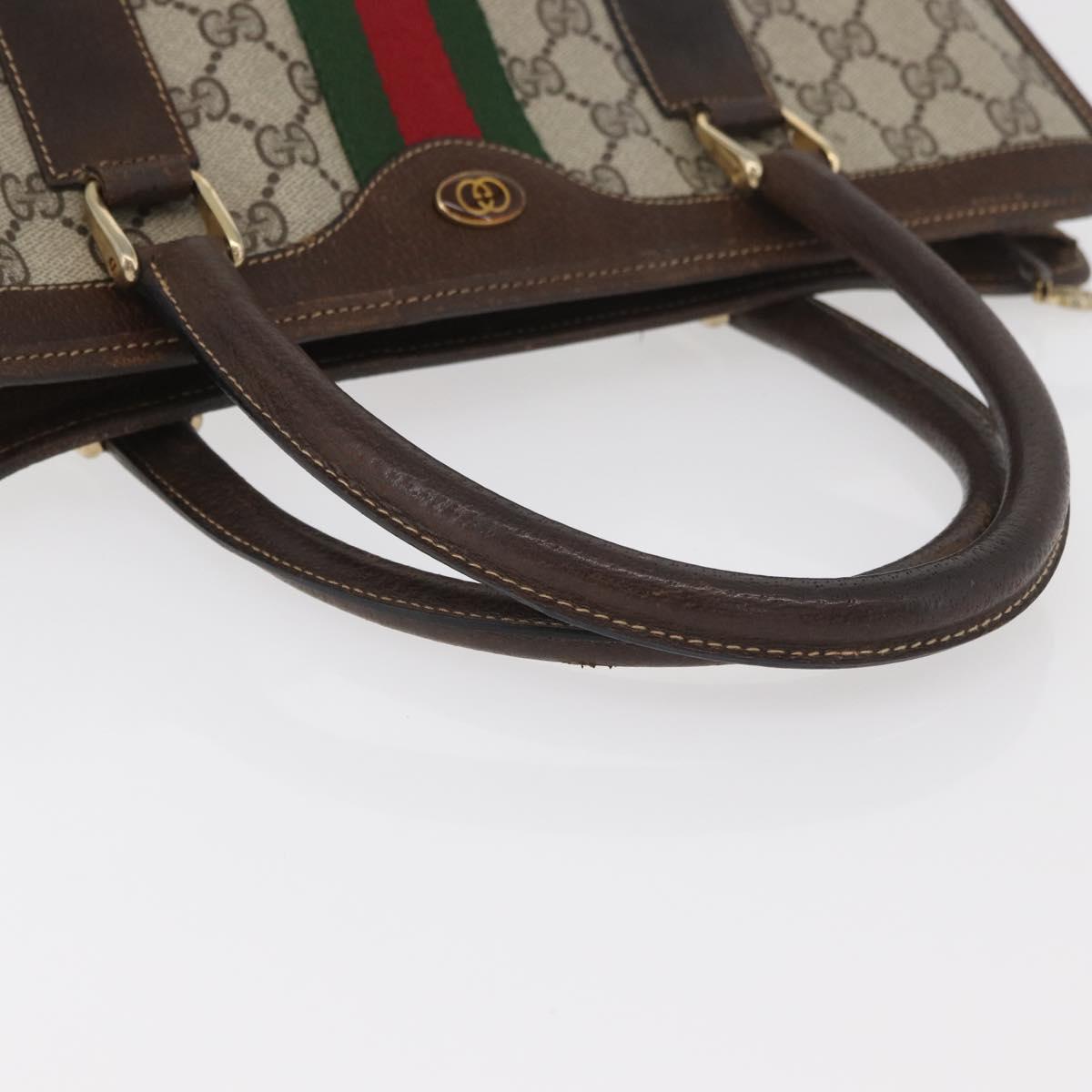 GUCCI GG Supreme Web Sherry Line Bag PVC Beige Gold Red 010 378 Auth bs34367