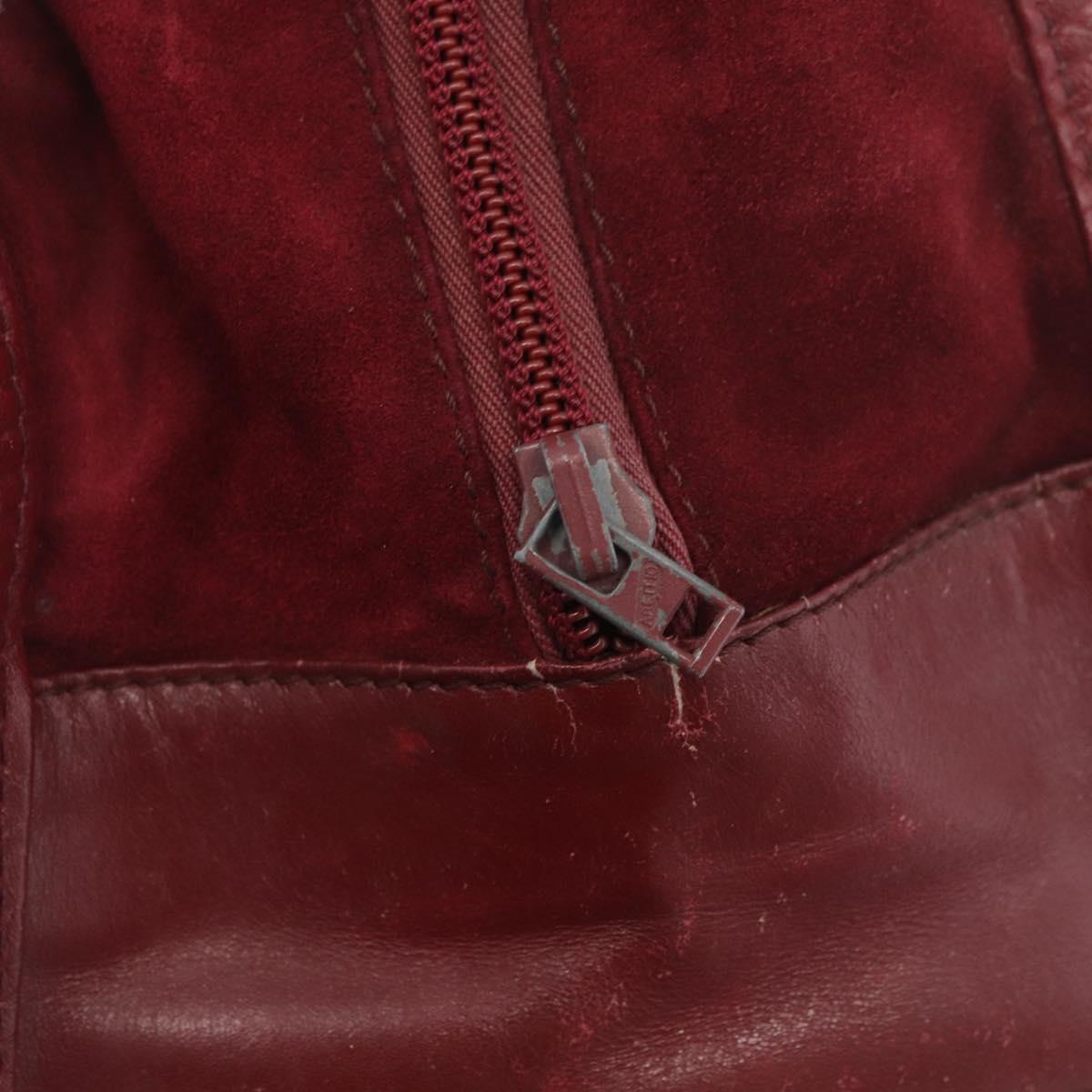 LOEWE Anagram Hand Bag Suede Leather Bordeaux Gold Auth bs34369