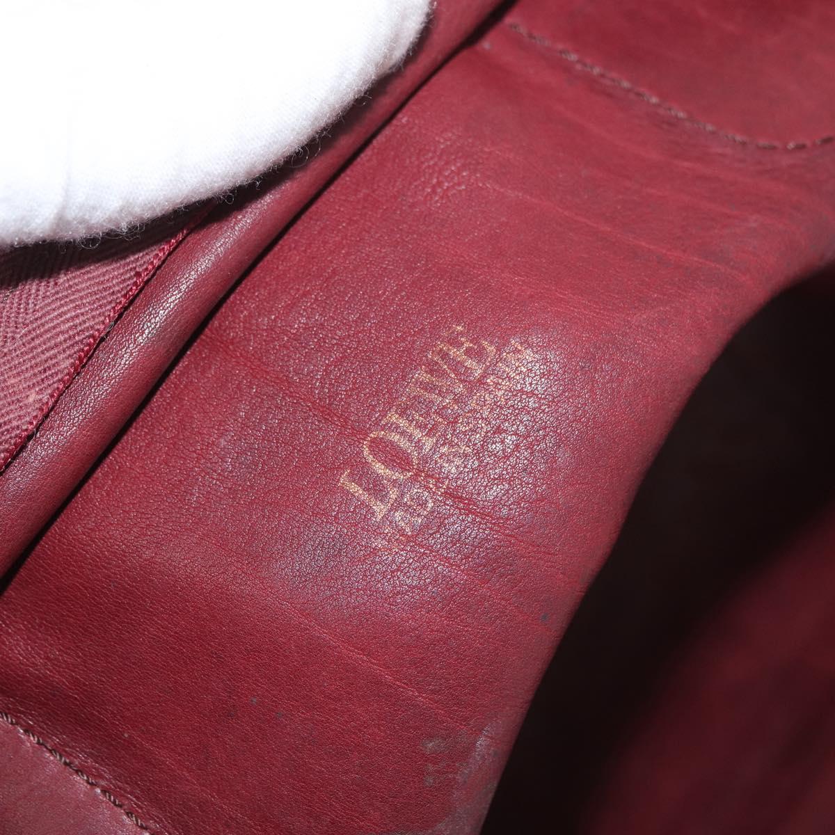 LOEWE Anagram Hand Bag Suede Leather Bordeaux Gold Auth bs34369