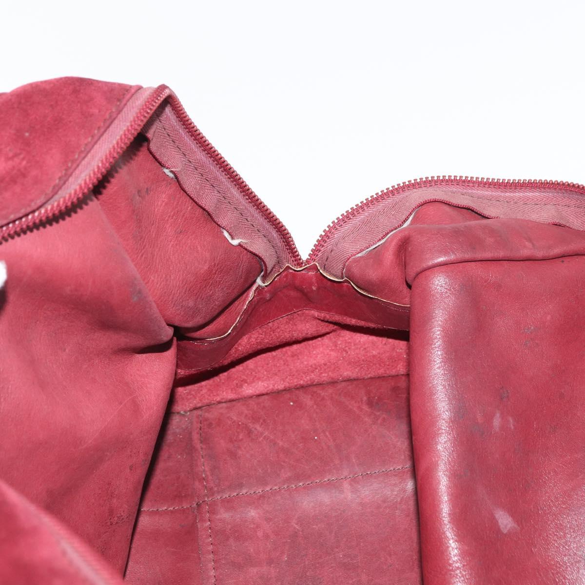 LOEWE Anagram Hand Bag Suede Leather Bordeaux Gold Auth bs34369