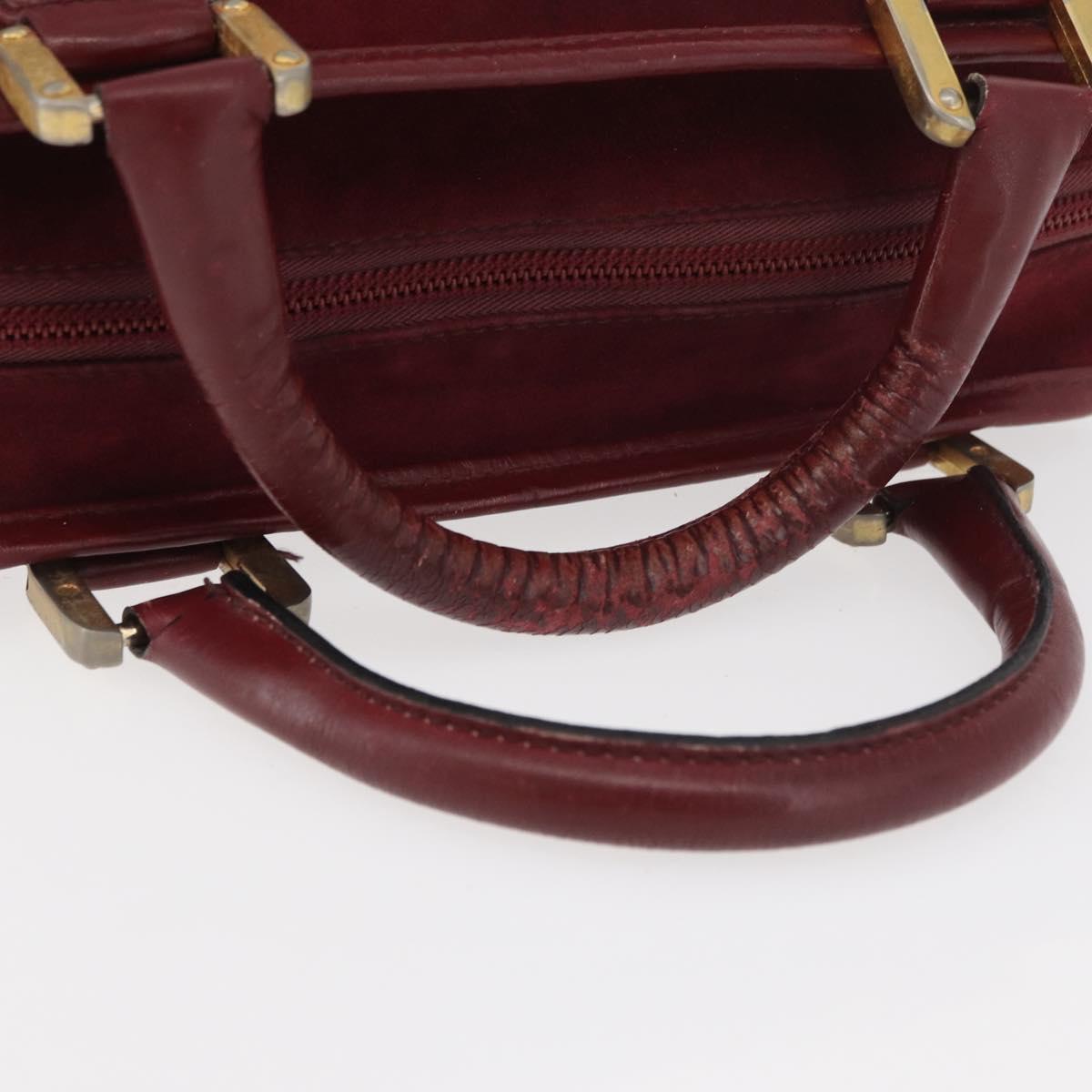 LOEWE Anagram Hand Bag Suede Leather Bordeaux Gold Auth bs34369