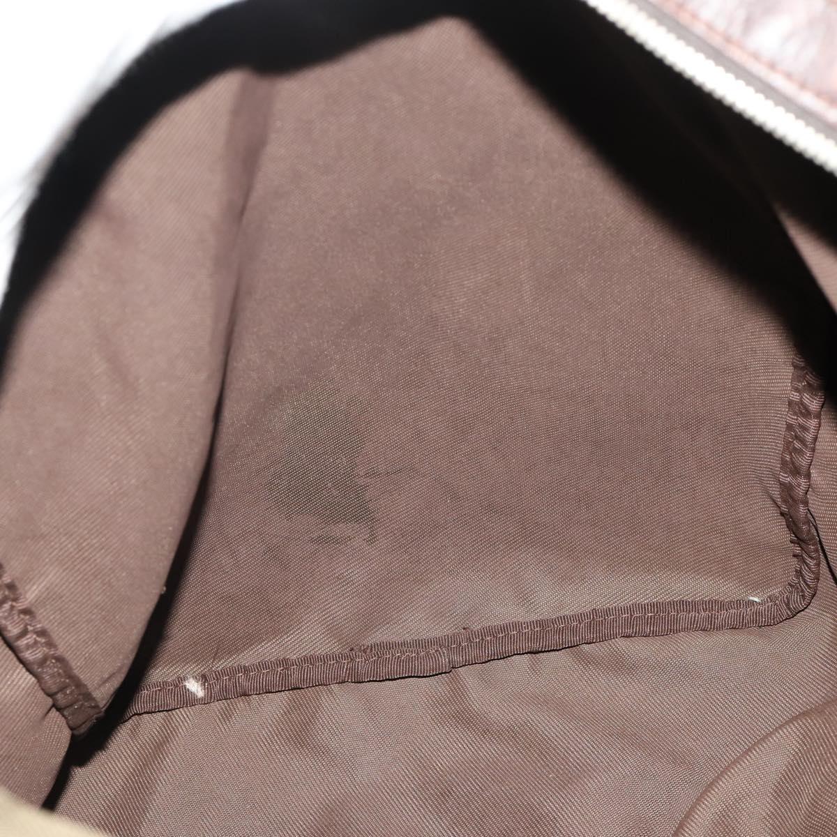 GUCCI Boston Bag Nylon Khaki Silver 012 8657 3754 Auth bs34394