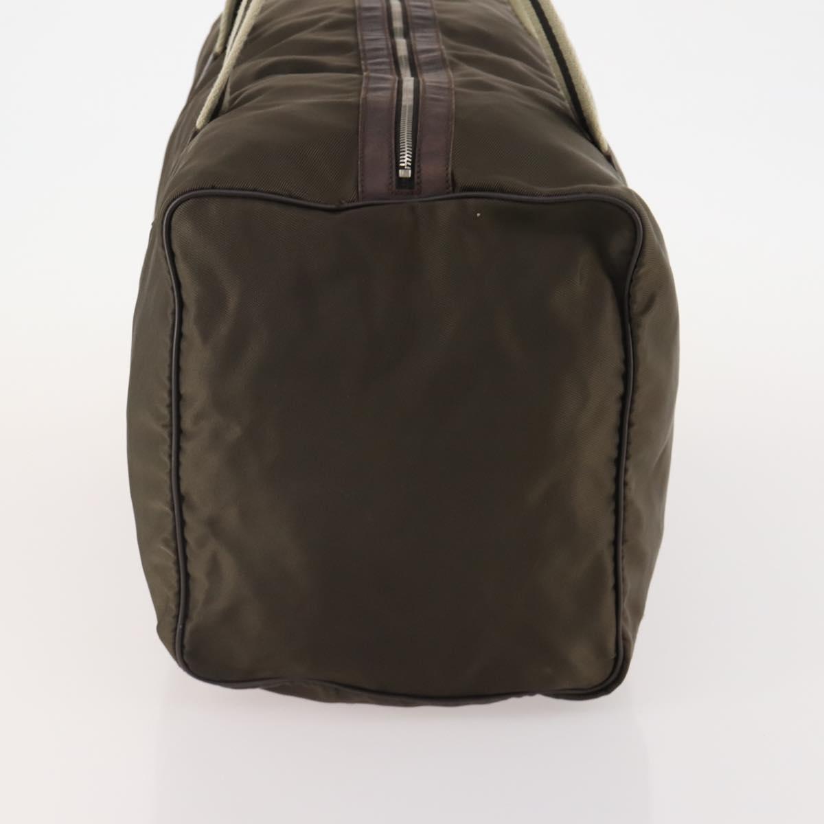 GUCCI Boston Bag Nylon Khaki Silver 012 8657 3754 Auth bs34394