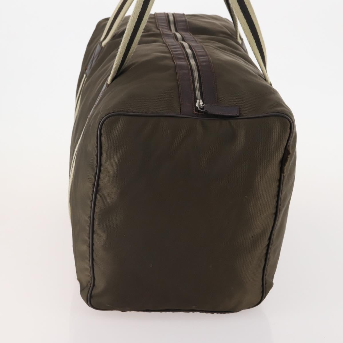 GUCCI Boston Bag Nylon Khaki Silver 012 8657 3754 Auth bs34394