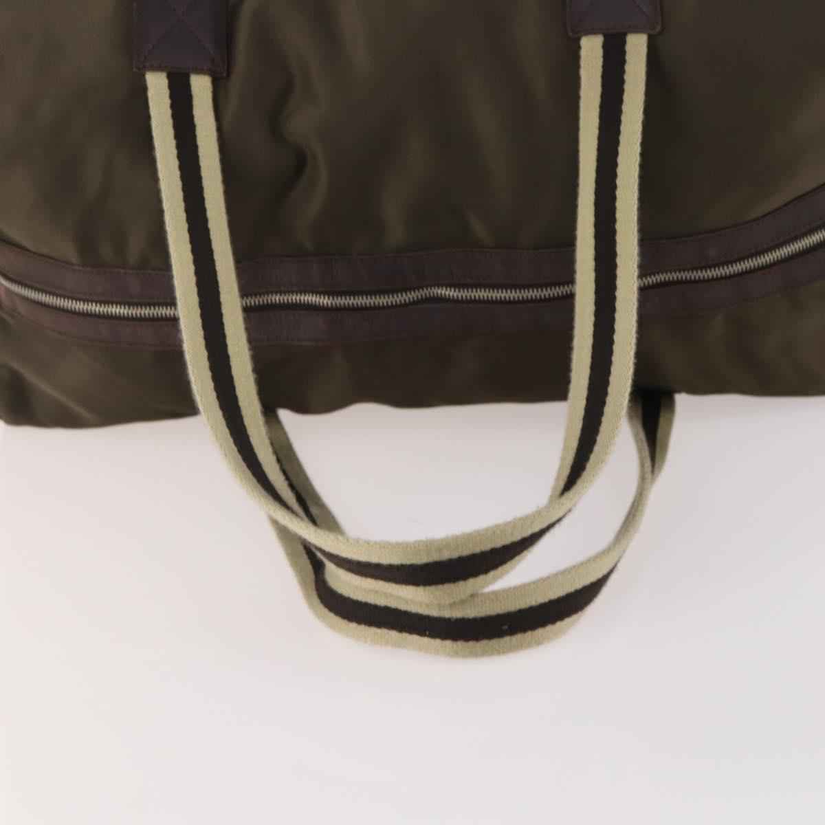 GUCCI Boston Bag Nylon Khaki Silver 012 8657 3754 Auth bs34394