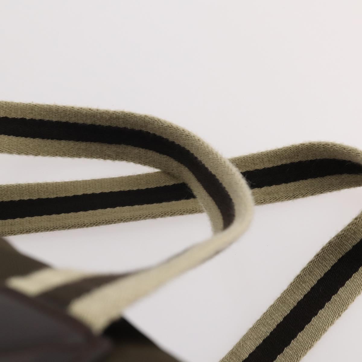 GUCCI Boston Bag Nylon Khaki Silver 012 8657 3754 Auth bs34394