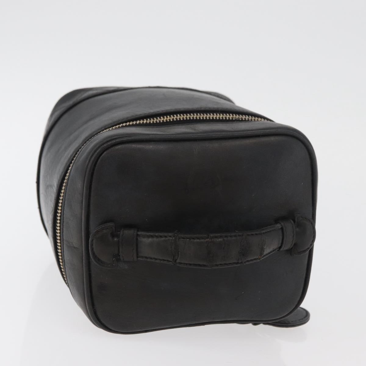 CHANEL Bicolore Vanity Hand Bag Leather Black Gold CC Auth bs34409