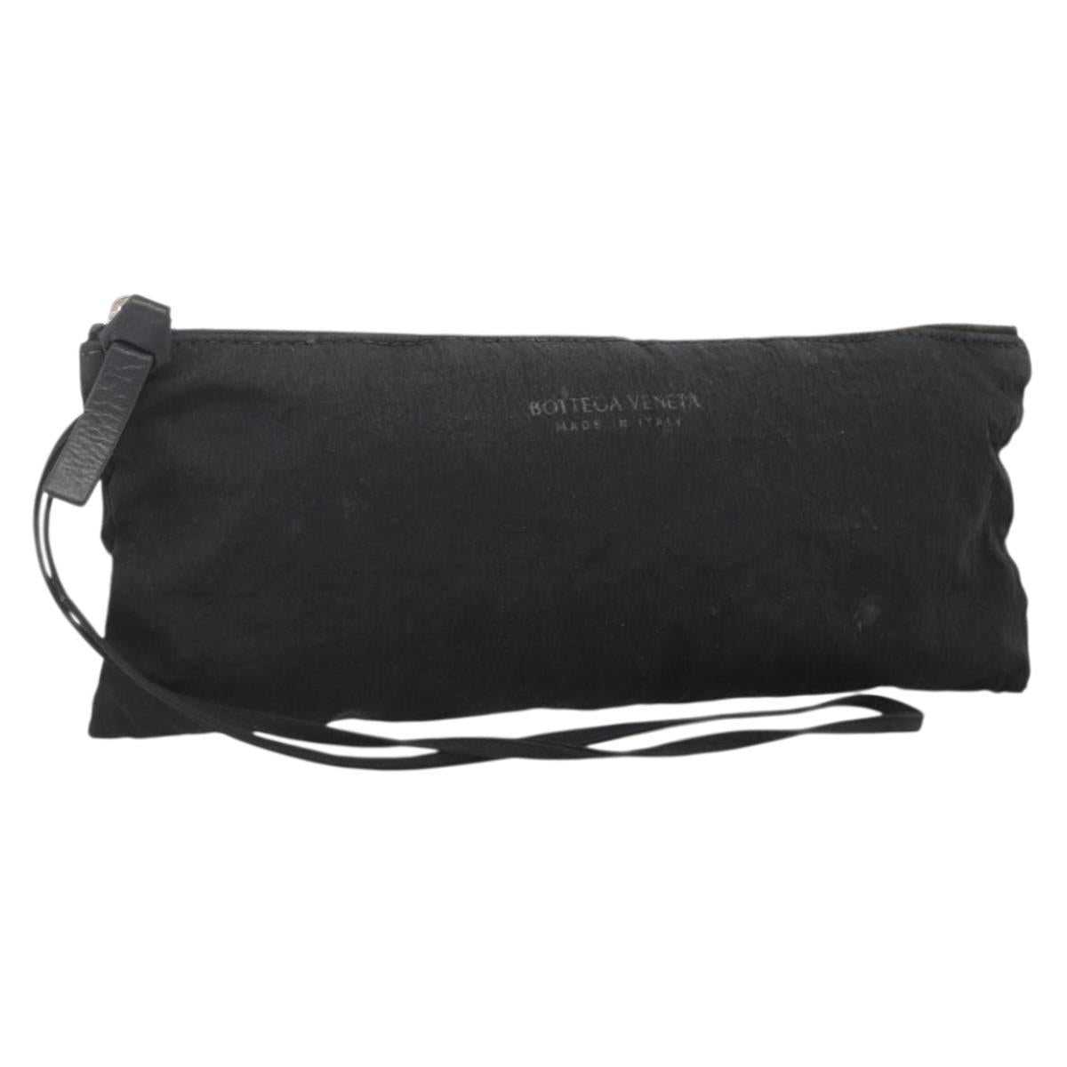 BOTTEGA VENETA Pouch Nylon Black Silver Auth bs34412