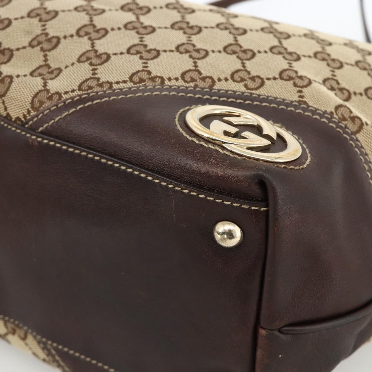 GUCCI GG Canvas Tote Bag Beige Gold 169945 Auth bs34421