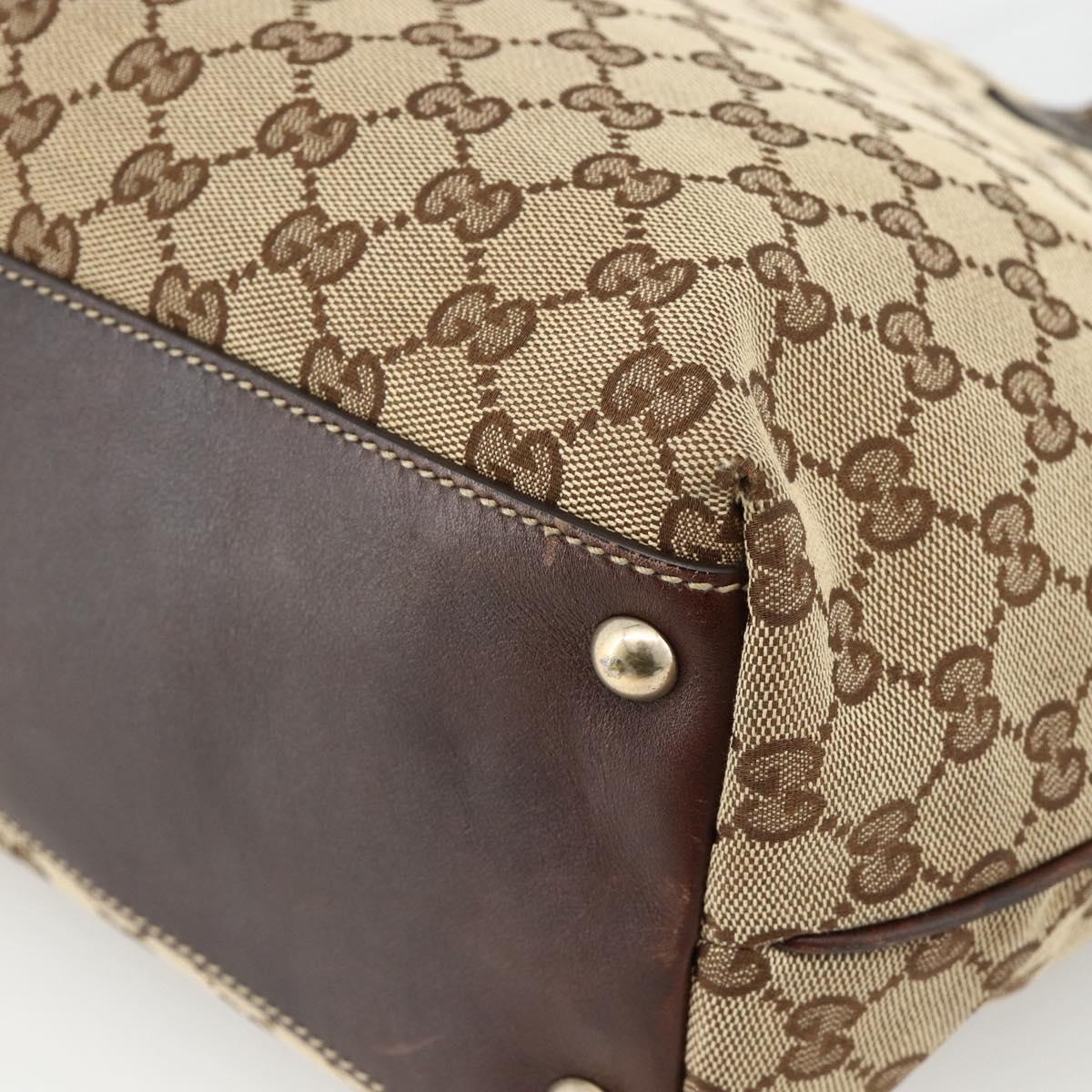 GUCCI GG Canvas Tote Bag Beige Gold 169945 Auth bs34421