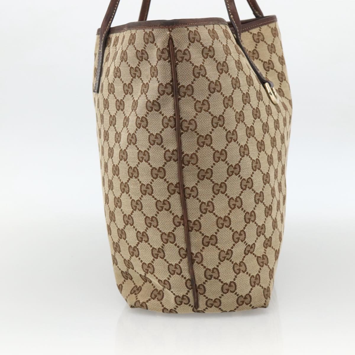 GUCCI GG Canvas Tote Bag Beige Gold 169945 Auth bs34421