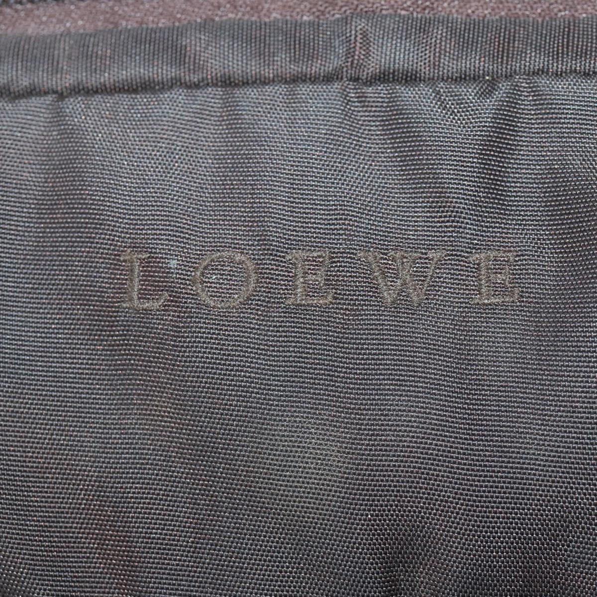 LOEWE Business Bag Nylon 2way Brown Silver Auth bs34429
