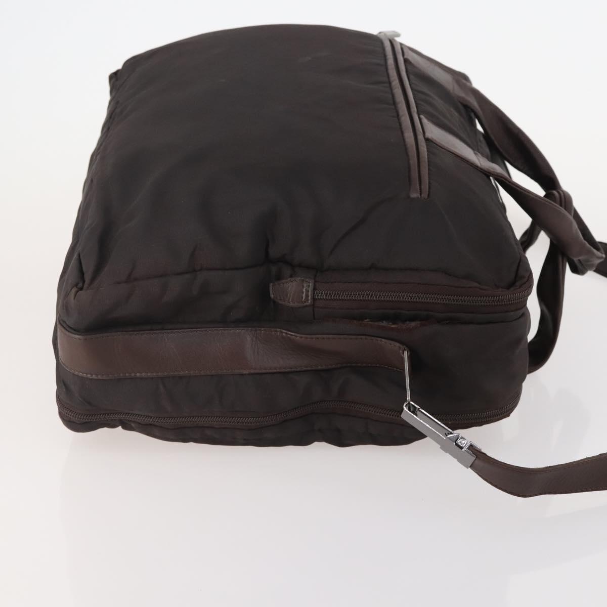 LOEWE Business Bag Nylon 2way Brown Silver Auth bs34429