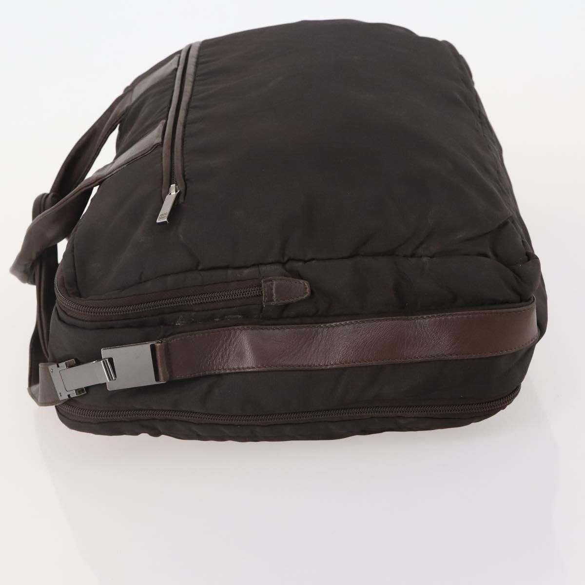 LOEWE Business Bag Nylon 2way Brown Silver Auth bs34429