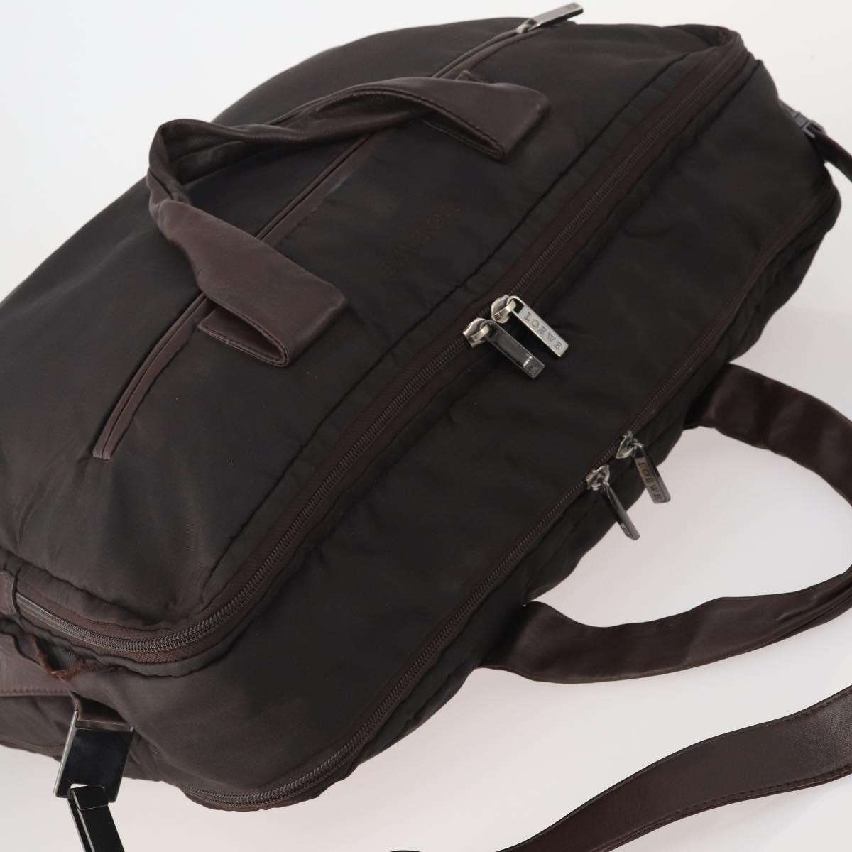 LOEWE Business Bag Nylon 2way Brown Silver Auth bs34429