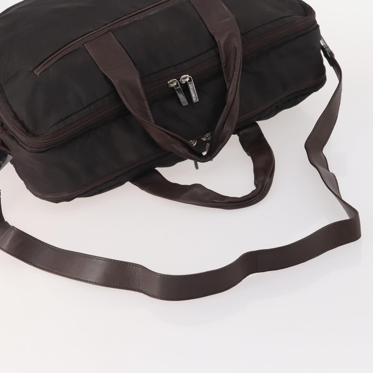 LOEWE Business Bag Nylon 2way Brown Silver Auth bs34429