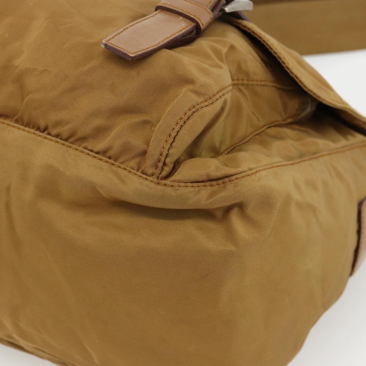 PRADA Shoulder Bag Nylon Brown Silver Auth bs34431