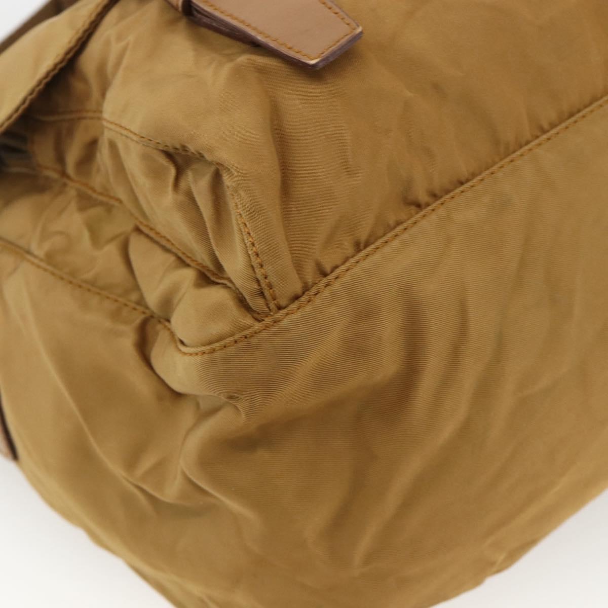 PRADA Shoulder Bag Nylon Brown Silver Auth bs34431