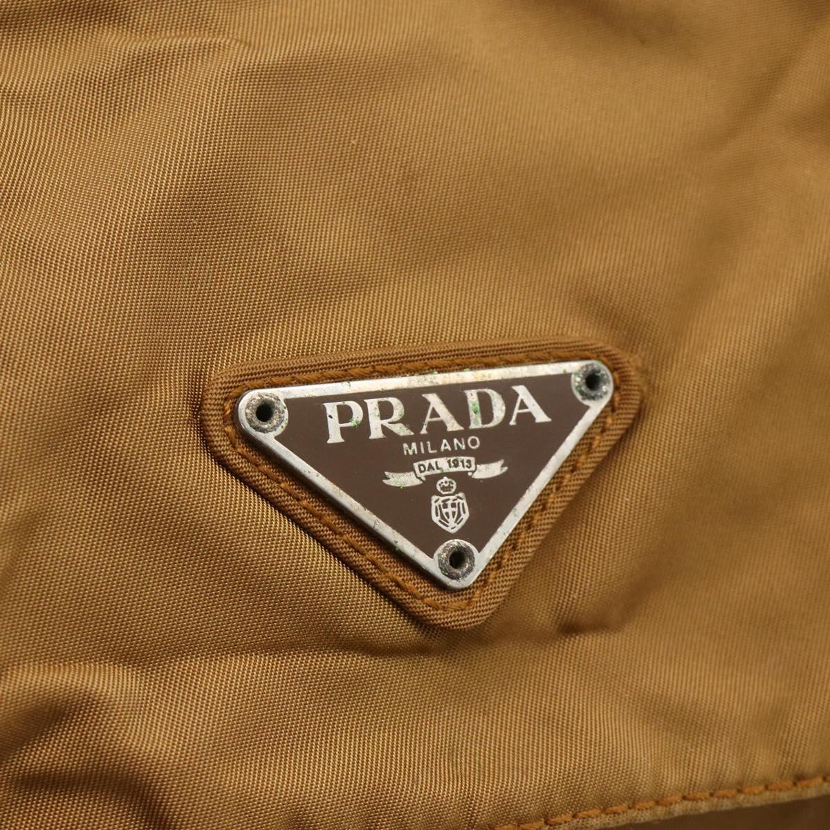PRADA Shoulder Bag Nylon Brown Silver Auth bs34431