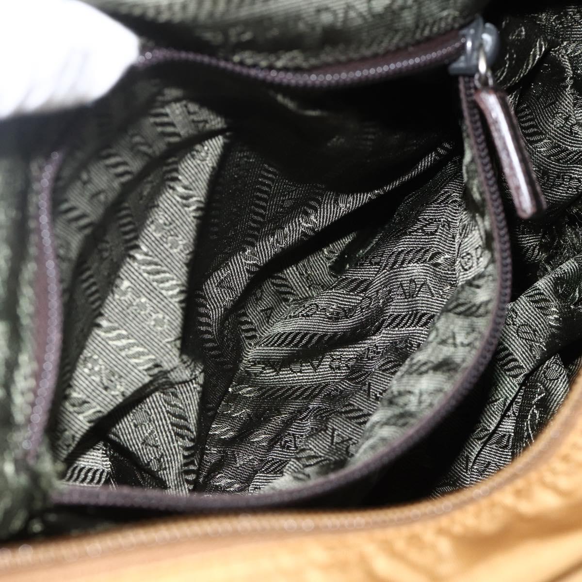 PRADA Shoulder Bag Nylon Brown Silver Auth bs34431