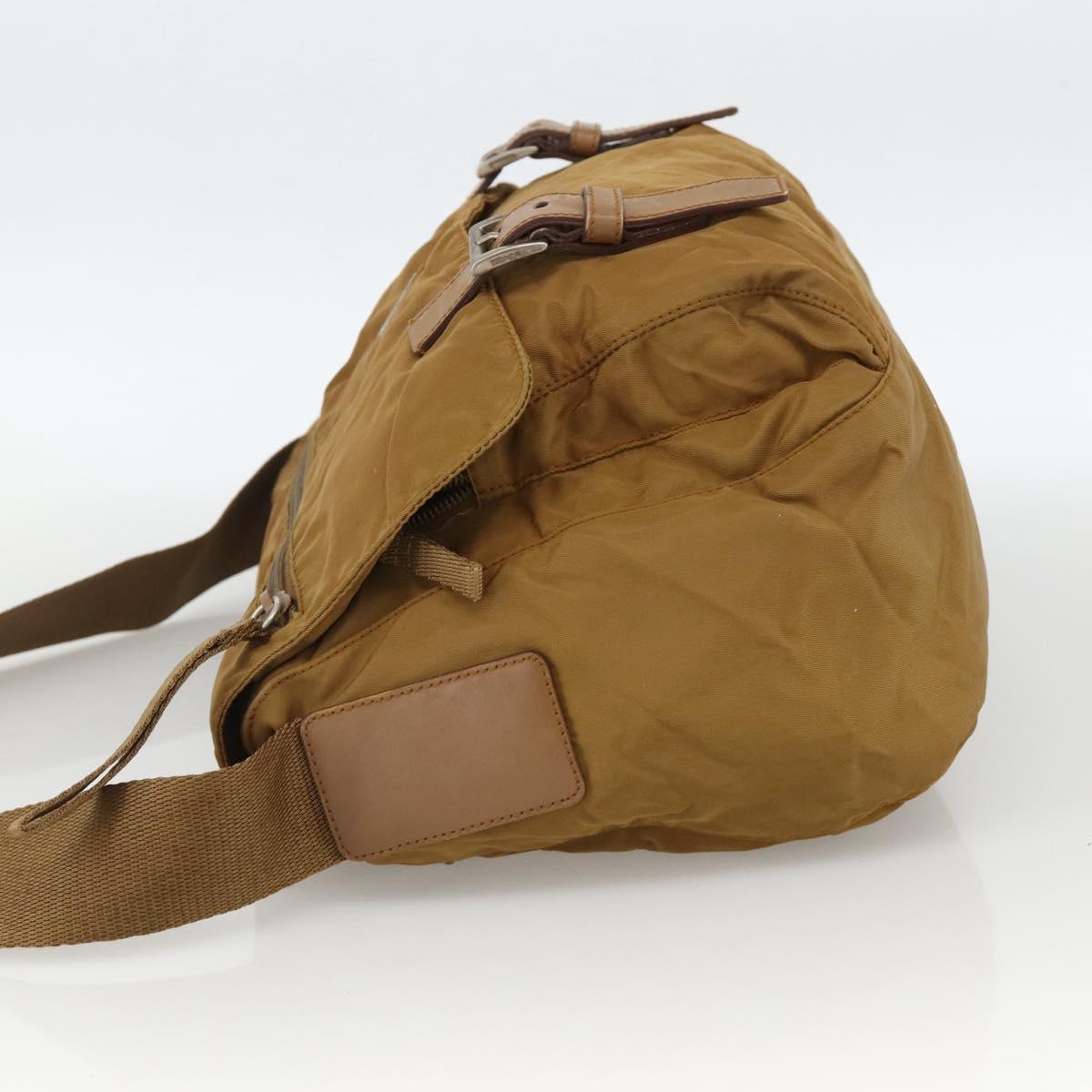 PRADA Shoulder Bag Nylon Brown Silver Auth bs34431