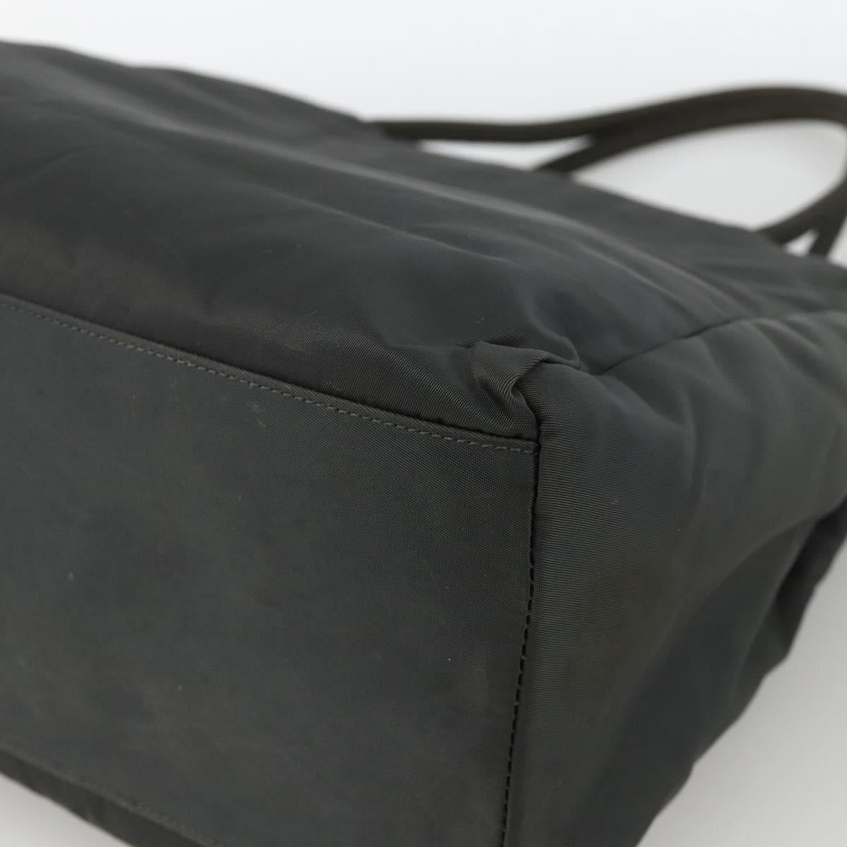 PRADA Hand Bag Nylon Gray Silver Auth bs34432