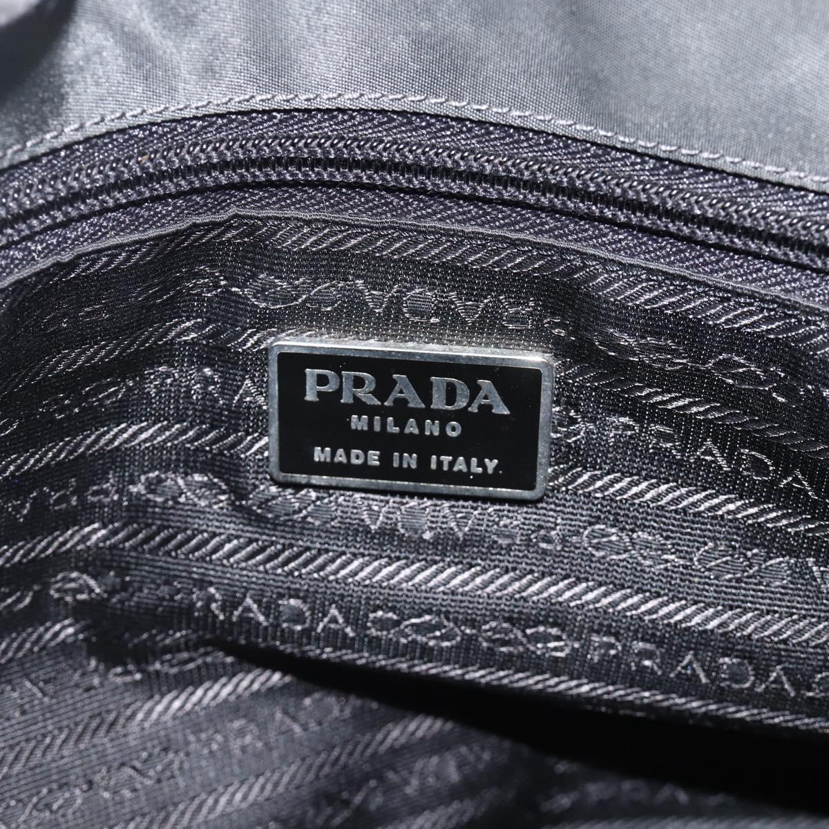 PRADA Hand Bag Nylon Gray Silver Auth bs34432