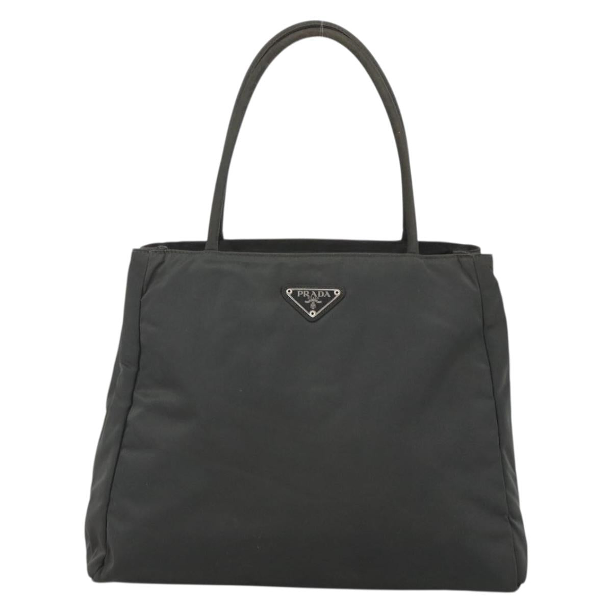 PRADA Hand Bag Nylon Gray Silver Auth bs34432