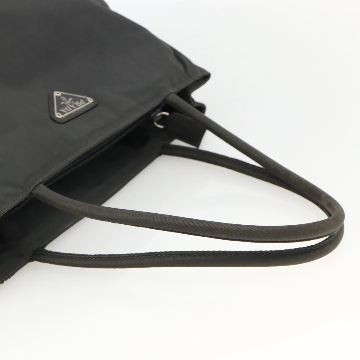 PRADA Hand Bag Nylon Gray Silver Auth bs34432