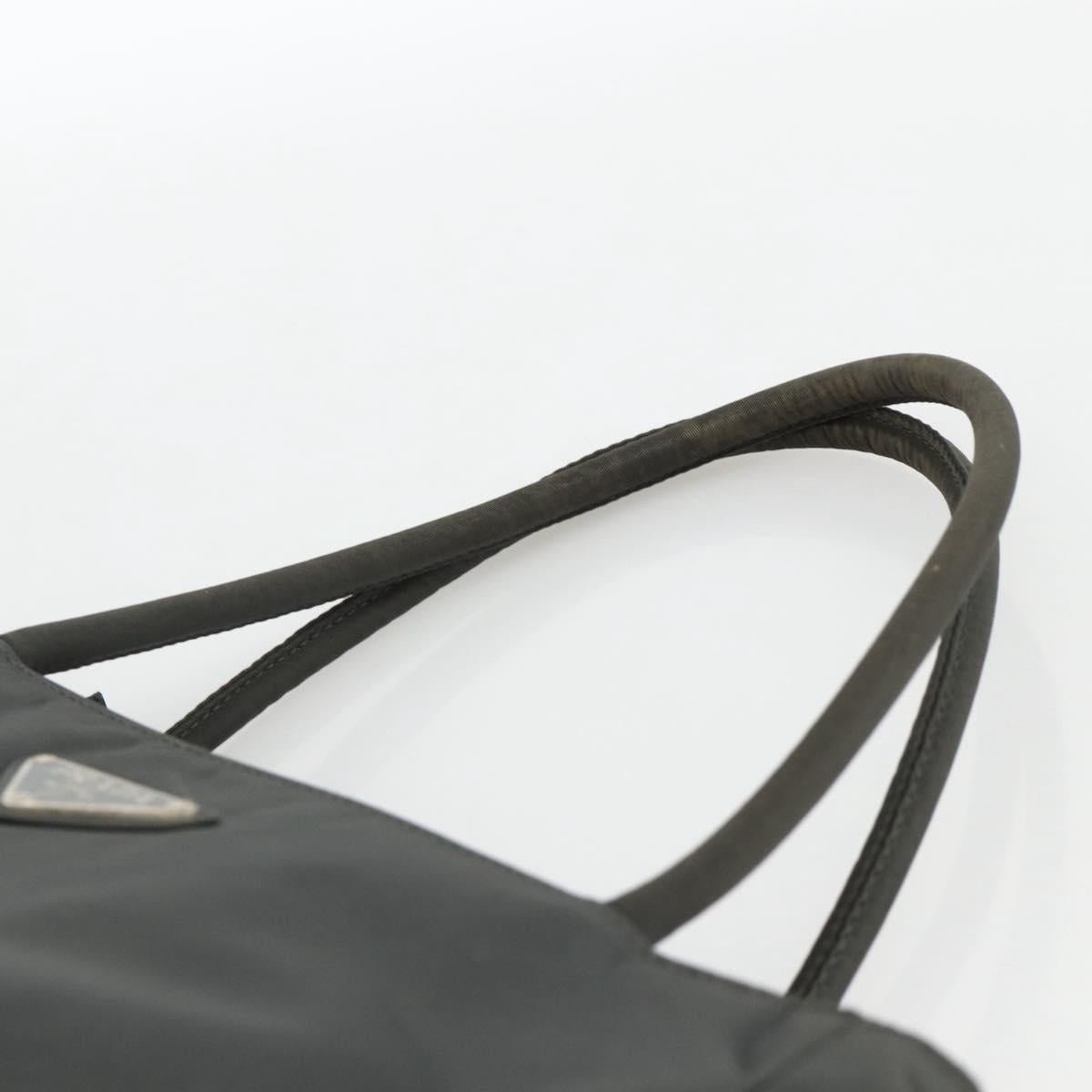 PRADA Hand Bag Nylon Gray Silver Auth bs34432