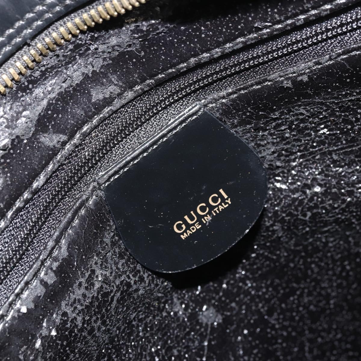GUCCI Tote Bag Patent leather Black Gold Auth bs34437