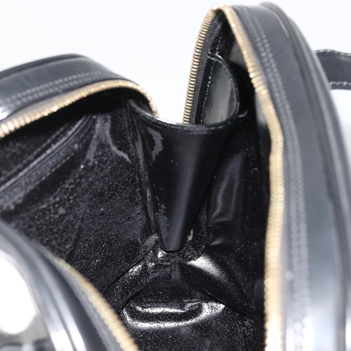 GUCCI Tote Bag Patent leather Black Gold Auth bs34437